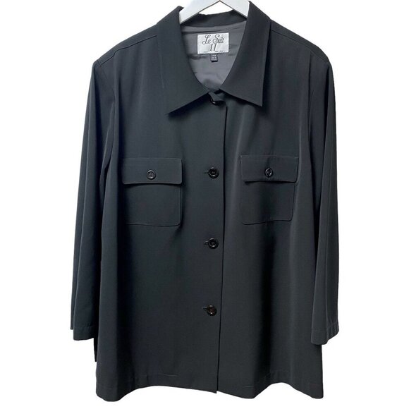 LE SUIT II Shirt Jacket Plus Size 24W Black Blazer Womens Top - Picture 1 of 9